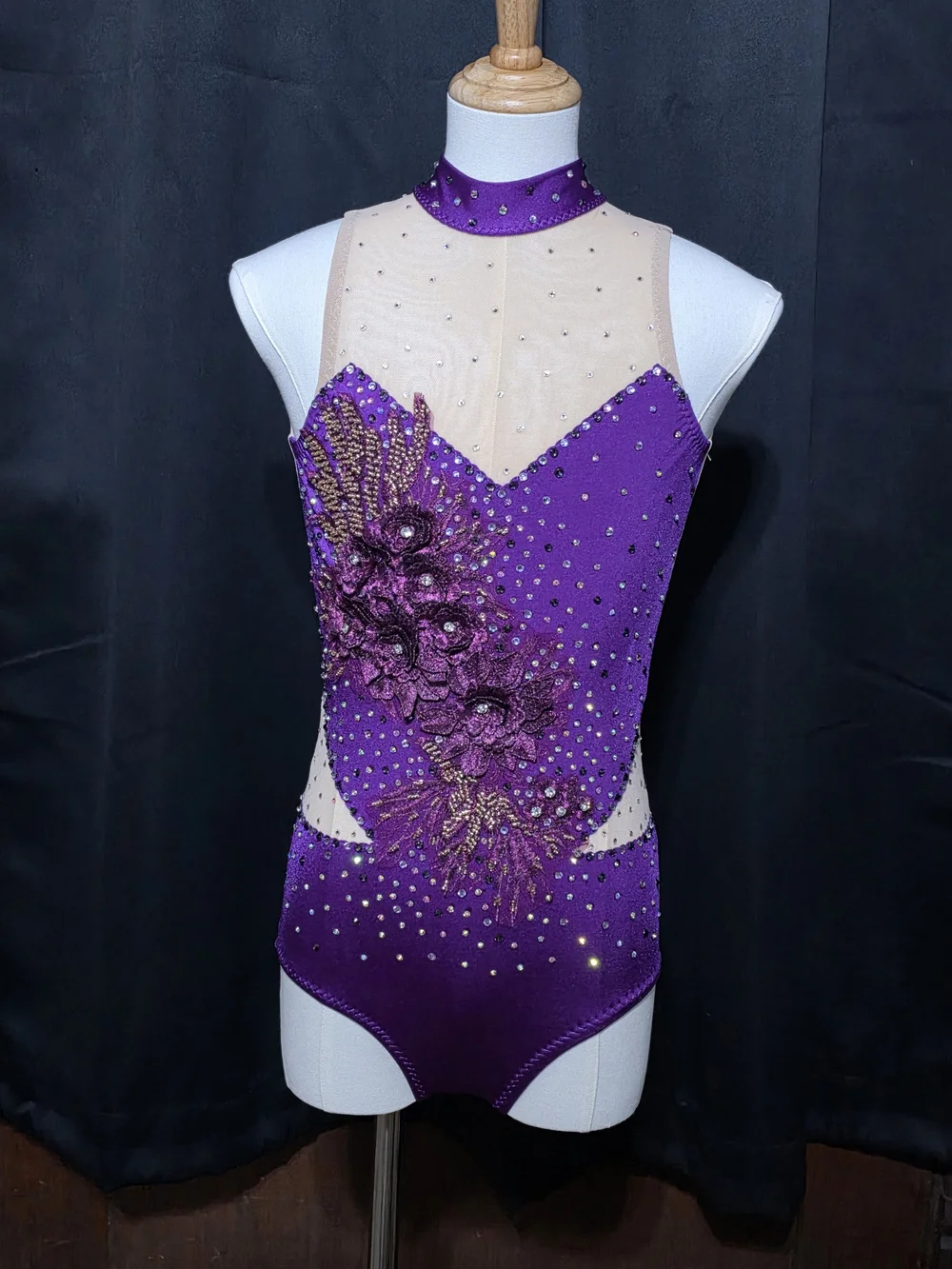 Purple Embellished Kids One-Piece Leotard